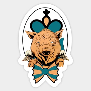 Holy pig with a tie, wings and cross Sticker